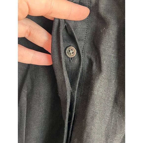 NWT J, Crew Puff Sleeve V-Back Button-Front Linen Blouse Top Black Womens Size 2 - Picture 7 of 11